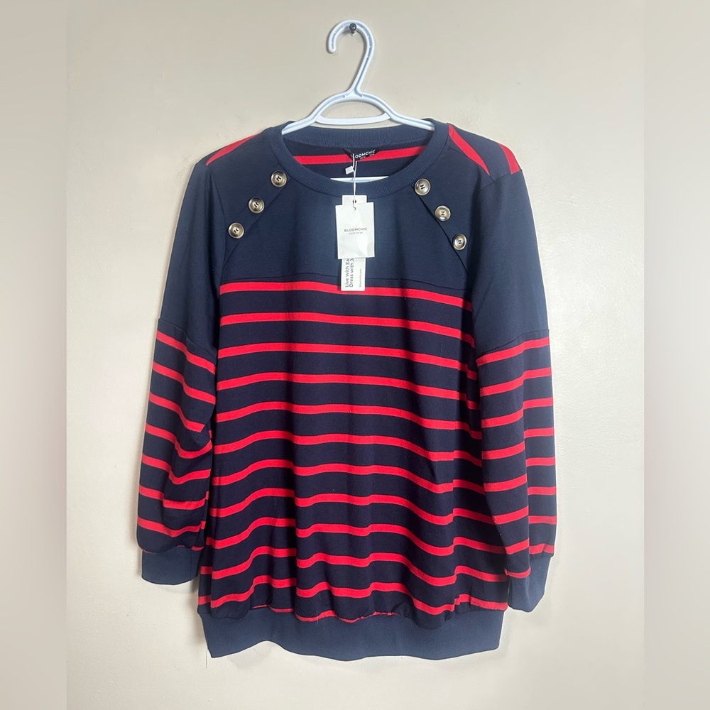 BloomChic Size 10  Sweater with Navy and Red Stripes